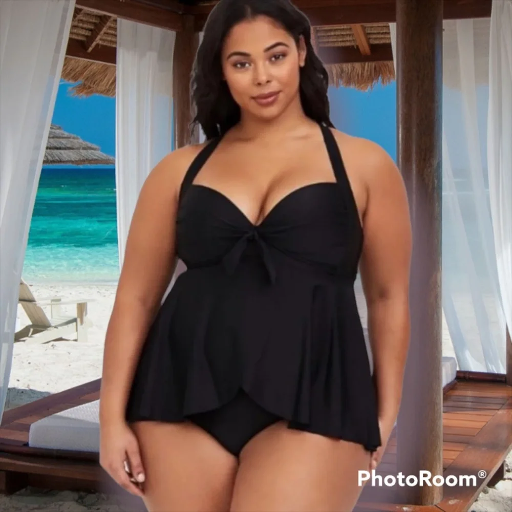 Torrid tie front flyaway black swimsuit - Picture 10 of 10